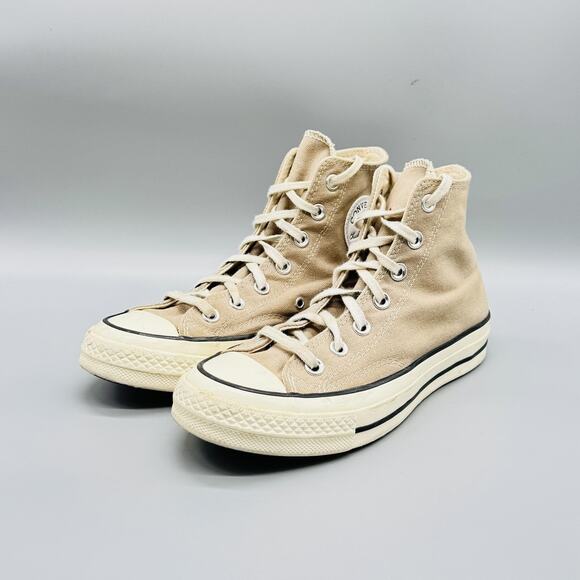Converse Shoes Womens 7 Beige Tan Canvas Chuck Taylor All Star High Top Sneakers - Picture 2 of 8